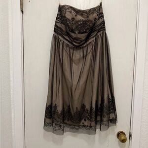 David's Bridal Black and Cream A-Line Skirt